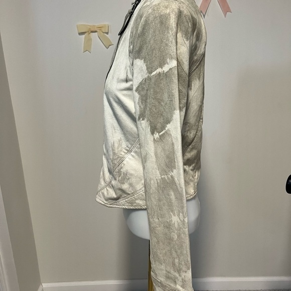 Marrakech Marci Moto Jacket Evereve Tie Dye Animal Print Cream Gray - Picture 5 of 14